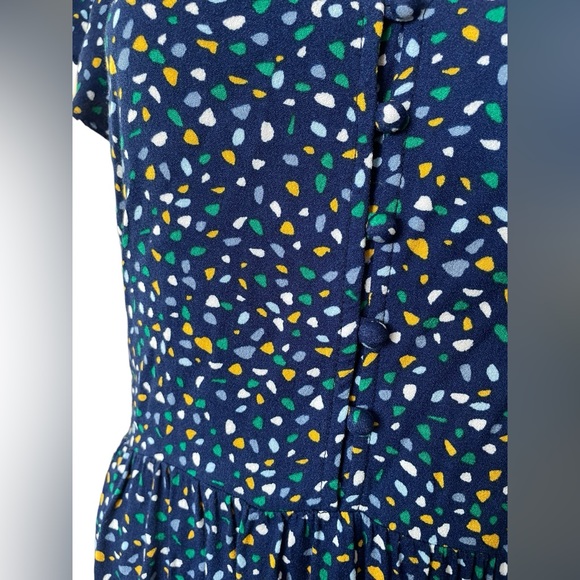 Banana Republic Blue Kidcore Geometric Abstract Dot Button Up Tiered Mini Dress - Picture 2 of 6
